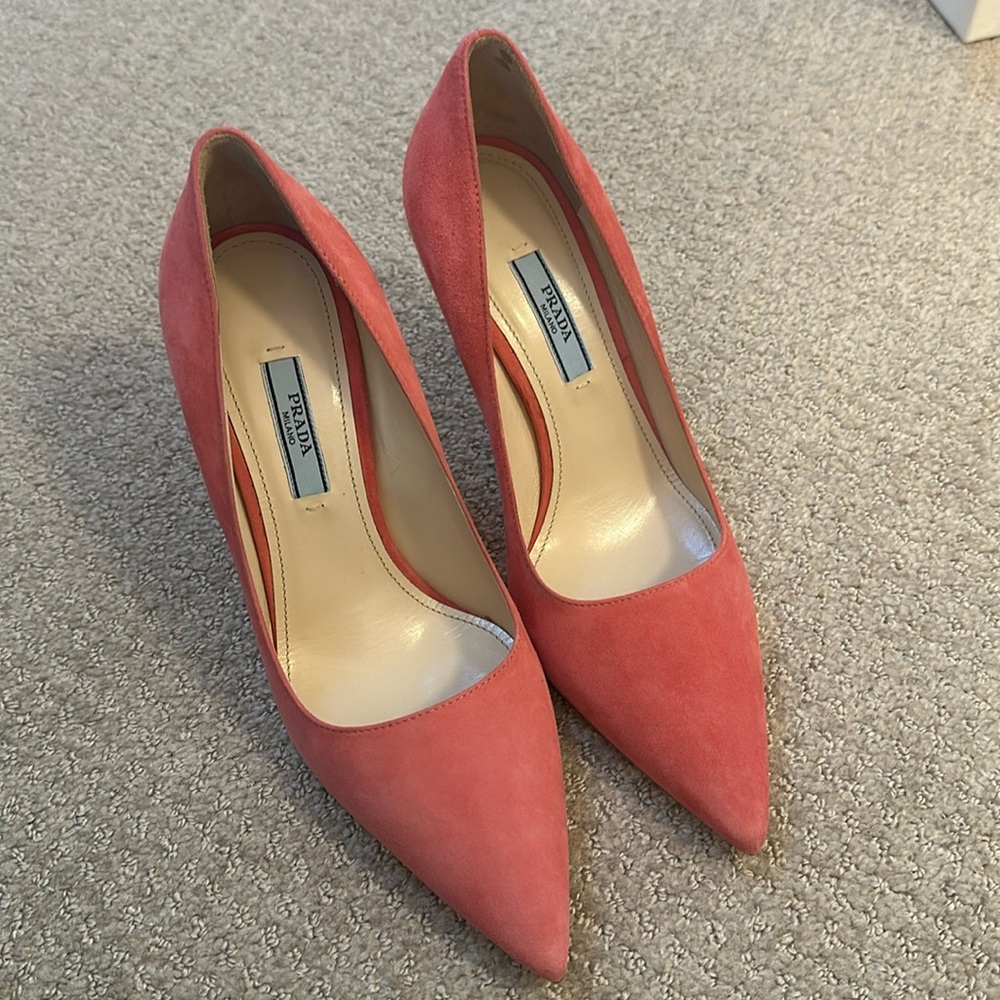 Prada peach pink high heels
